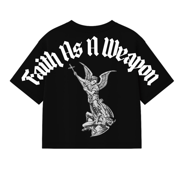 Faith As A Weapon Boxy Crop Tee