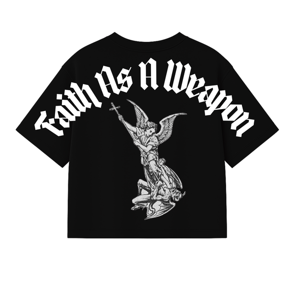 Faith As A Weapon Boxy Crop Tee